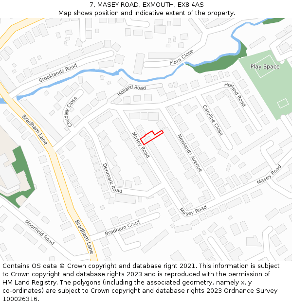 7, MASEY ROAD, EXMOUTH, EX8 4AS: Location map and indicative extent of plot