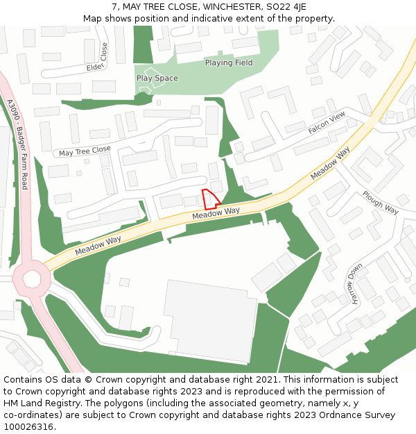 7, MAY TREE CLOSE, WINCHESTER, SO22 4JE: Location map and indicative extent of plot