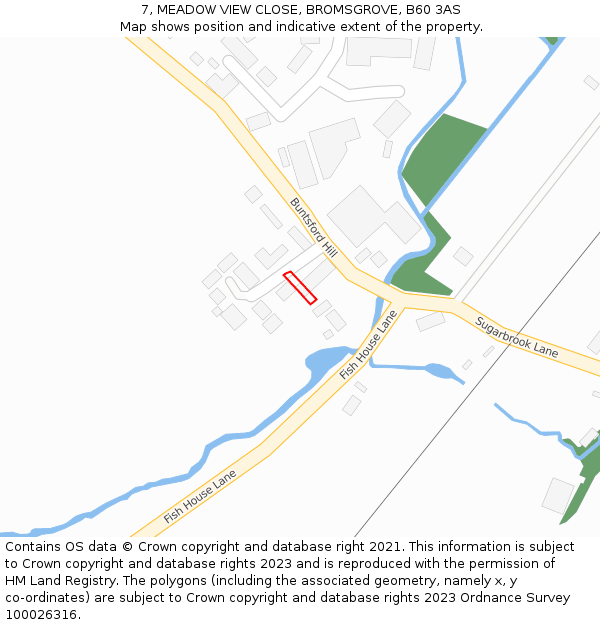 7, MEADOW VIEW CLOSE, BROMSGROVE, B60 3AS: Location map and indicative extent of plot