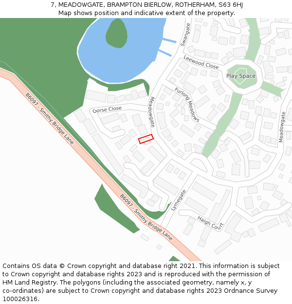 7, MEADOWGATE, BRAMPTON BIERLOW, ROTHERHAM, S63 6HJ: Location map and indicative extent of plot
