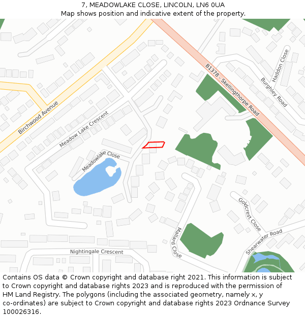 7, MEADOWLAKE CLOSE, LINCOLN, LN6 0UA: Location map and indicative extent of plot