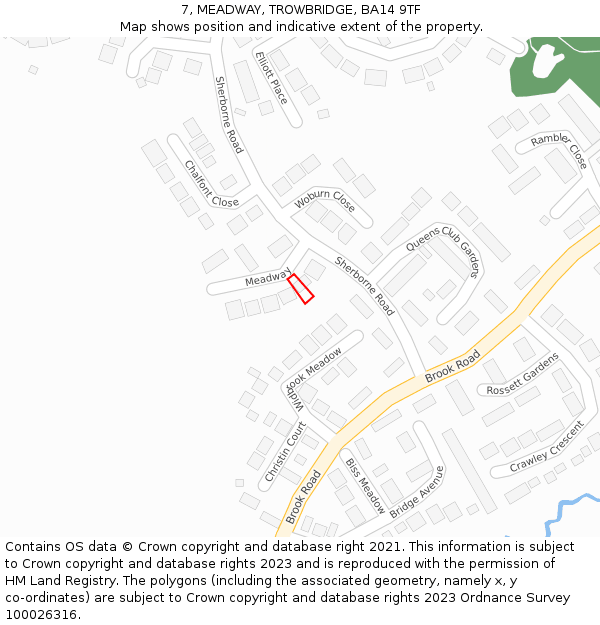 7, MEADWAY, TROWBRIDGE, BA14 9TF: Location map and indicative extent of plot