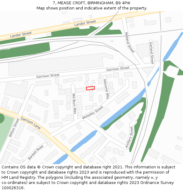 7, MEASE CROFT, BIRMINGHAM, B9 4PW: Location map and indicative extent of plot