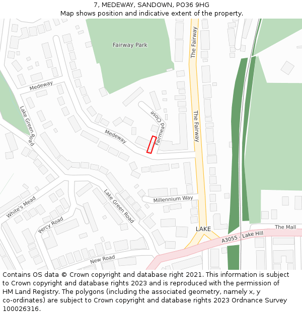 7, MEDEWAY, SANDOWN, PO36 9HG: Location map and indicative extent of plot