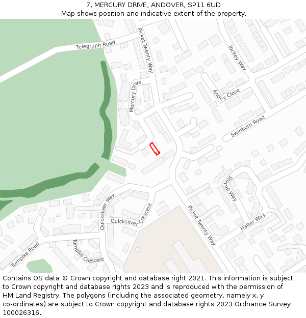 7, MERCURY DRIVE, ANDOVER, SP11 6UD: Location map and indicative extent of plot