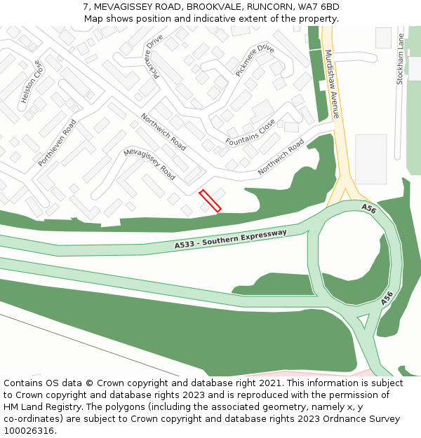 7, MEVAGISSEY ROAD, BROOKVALE, RUNCORN, WA7 6BD: Location map and indicative extent of plot
