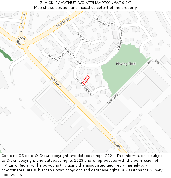 7, MICKLEY AVENUE, WOLVERHAMPTON, WV10 9YF: Location map and indicative extent of plot