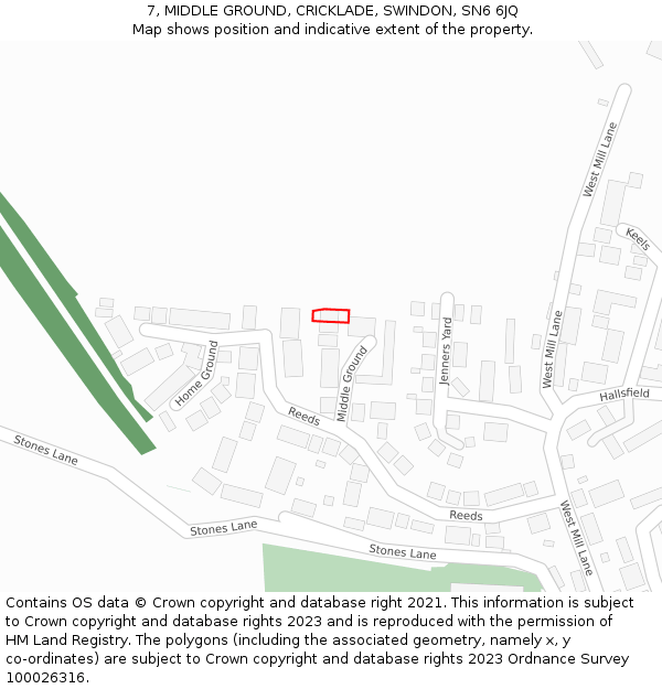 7, MIDDLE GROUND, CRICKLADE, SWINDON, SN6 6JQ: Location map and indicative extent of plot