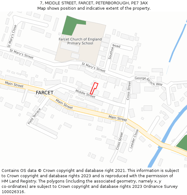 7, MIDDLE STREET, FARCET, PETERBOROUGH, PE7 3AX: Location map and indicative extent of plot