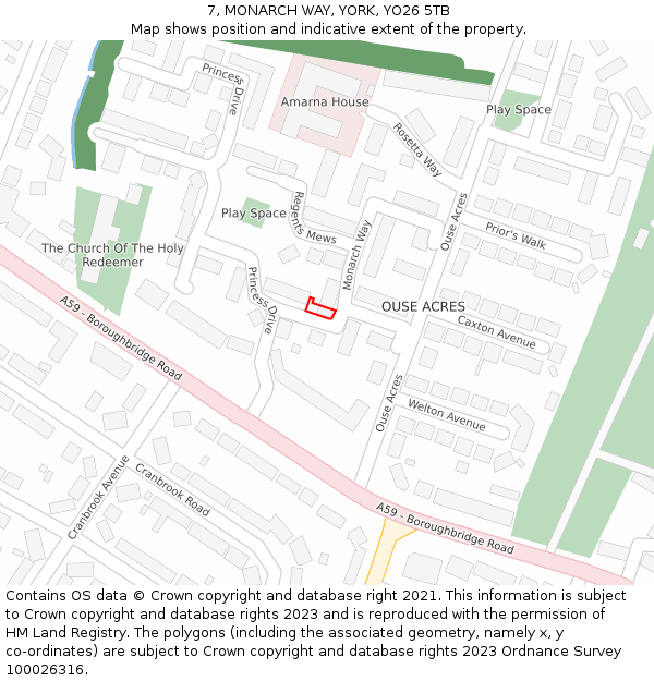 7, MONARCH WAY, YORK, YO26 5TB: Location map and indicative extent of plot