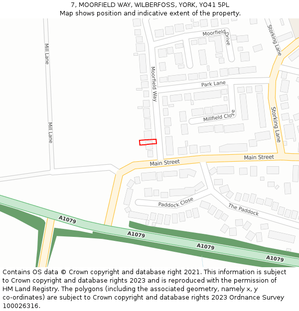 7, MOORFIELD WAY, WILBERFOSS, YORK, YO41 5PL: Location map and indicative extent of plot