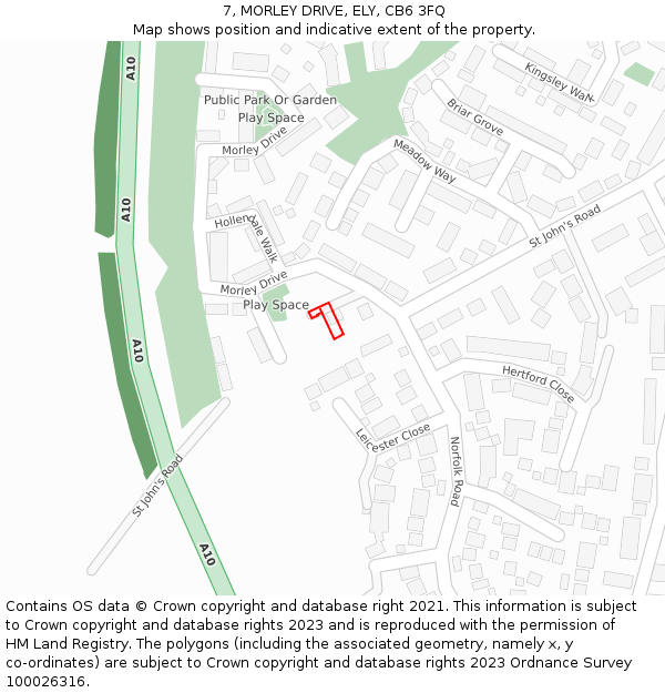 7, MORLEY DRIVE, ELY, CB6 3FQ: Location map and indicative extent of plot