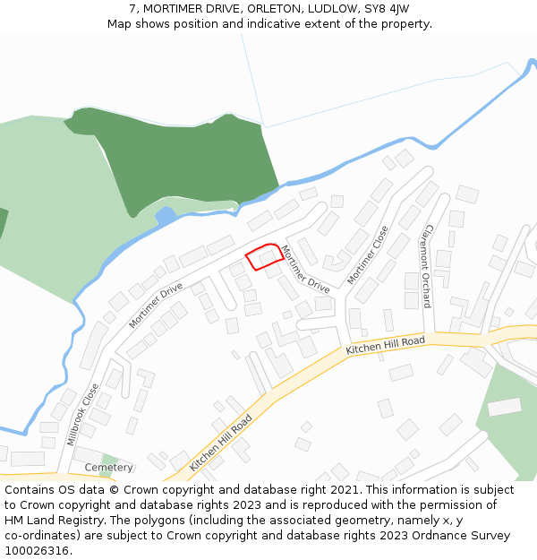 7, MORTIMER DRIVE, ORLETON, LUDLOW, SY8 4JW: Location map and indicative extent of plot