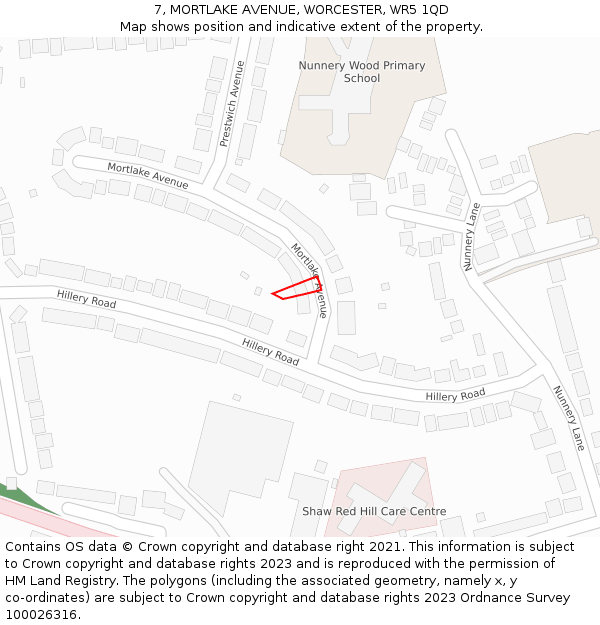 7, MORTLAKE AVENUE, WORCESTER, WR5 1QD: Location map and indicative extent of plot