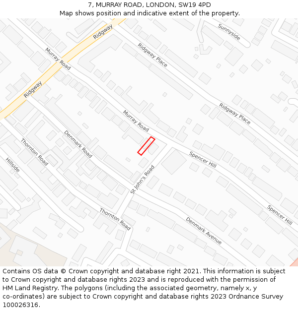 7, MURRAY ROAD, LONDON, SW19 4PD: Location map and indicative extent of plot