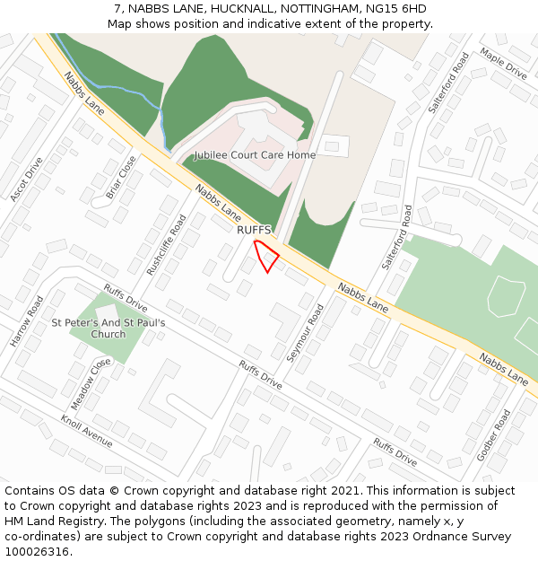 7, NABBS LANE, HUCKNALL, NOTTINGHAM, NG15 6HD: Location map and indicative extent of plot