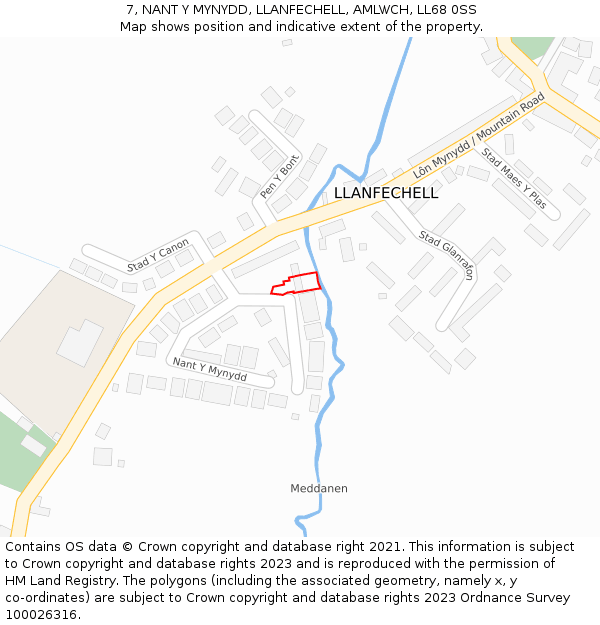 7, NANT Y MYNYDD, LLANFECHELL, AMLWCH, LL68 0SS: Location map and indicative extent of plot