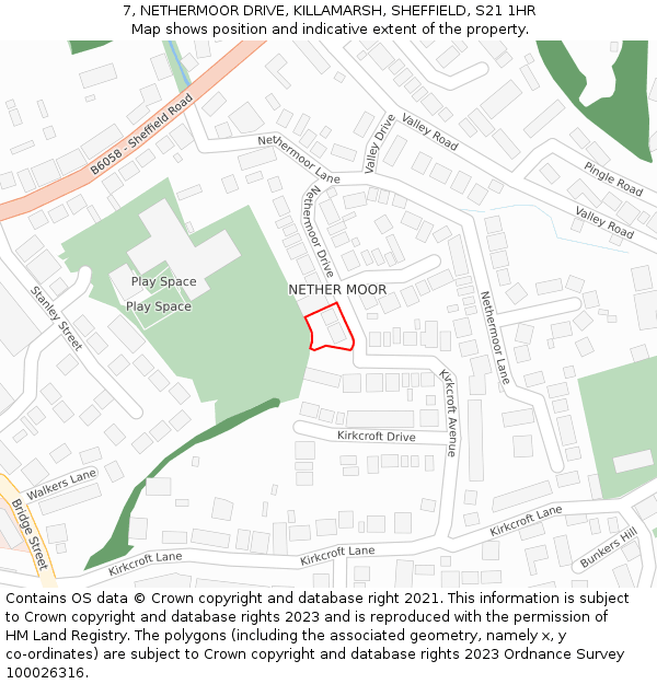 7, NETHERMOOR DRIVE, KILLAMARSH, SHEFFIELD, S21 1HR: Location map and indicative extent of plot