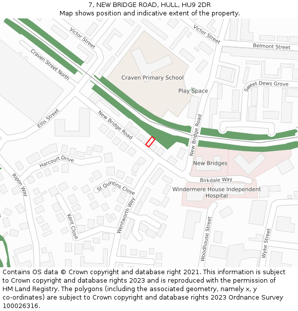 7, NEW BRIDGE ROAD, HULL, HU9 2DR: Location map and indicative extent of plot