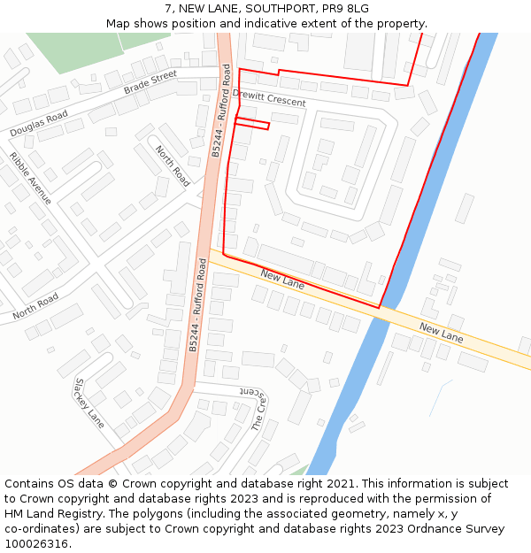 7, NEW LANE, SOUTHPORT, PR9 8LG: Location map and indicative extent of plot