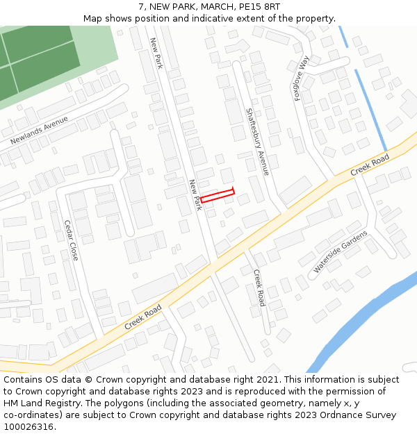 7, NEW PARK, MARCH, PE15 8RT: Location map and indicative extent of plot