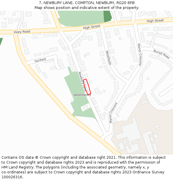 7, NEWBURY LANE, COMPTON, NEWBURY, RG20 6PB: Location map and indicative extent of plot