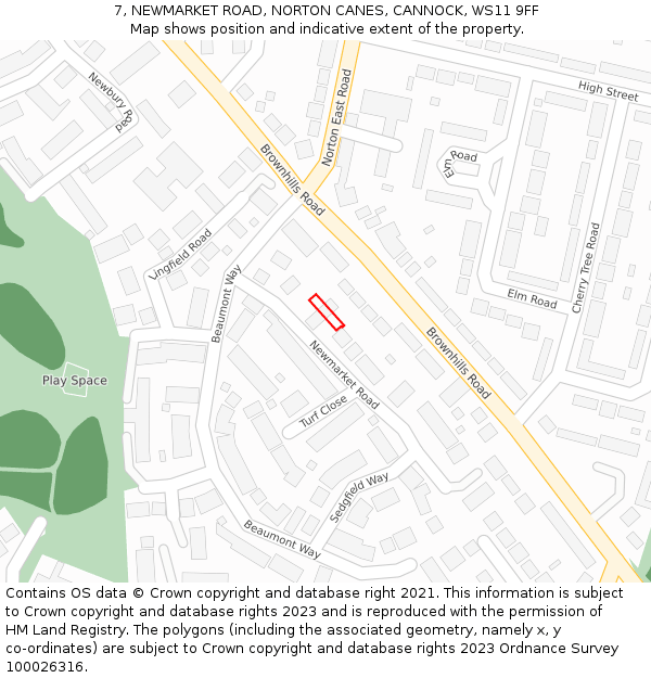 7, NEWMARKET ROAD, NORTON CANES, CANNOCK, WS11 9FF: Location map and indicative extent of plot