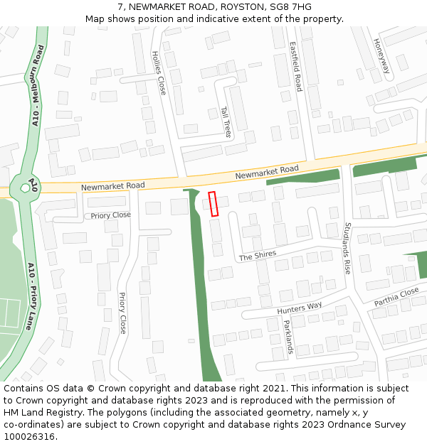 7, NEWMARKET ROAD, ROYSTON, SG8 7HG: Location map and indicative extent of plot