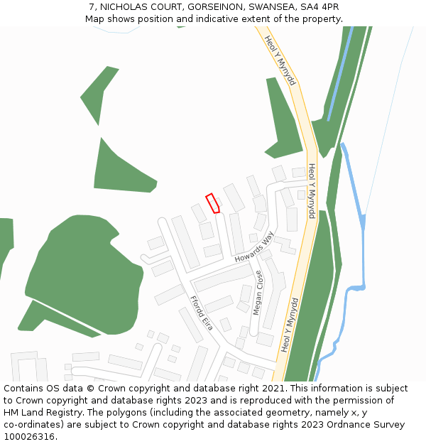 7, NICHOLAS COURT, GORSEINON, SWANSEA, SA4 4PR: Location map and indicative extent of plot