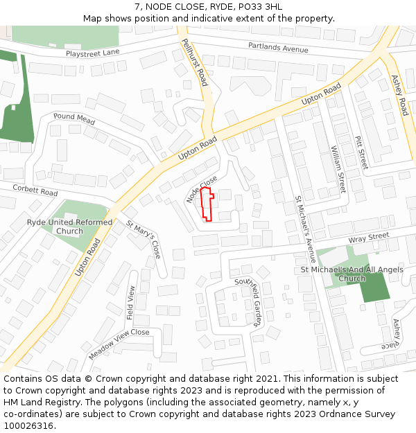 7, NODE CLOSE, RYDE, PO33 3HL: Location map and indicative extent of plot