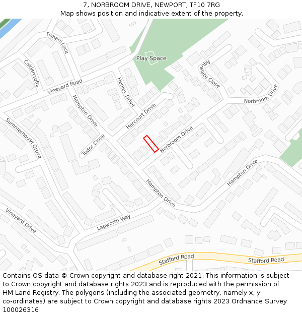 7, NORBROOM DRIVE, NEWPORT, TF10 7RG: Location map and indicative extent of plot