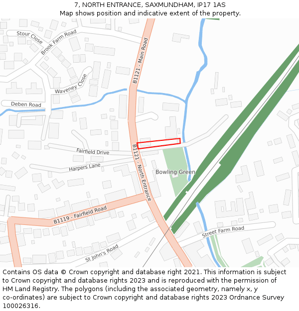 7, NORTH ENTRANCE, SAXMUNDHAM, IP17 1AS: Location map and indicative extent of plot