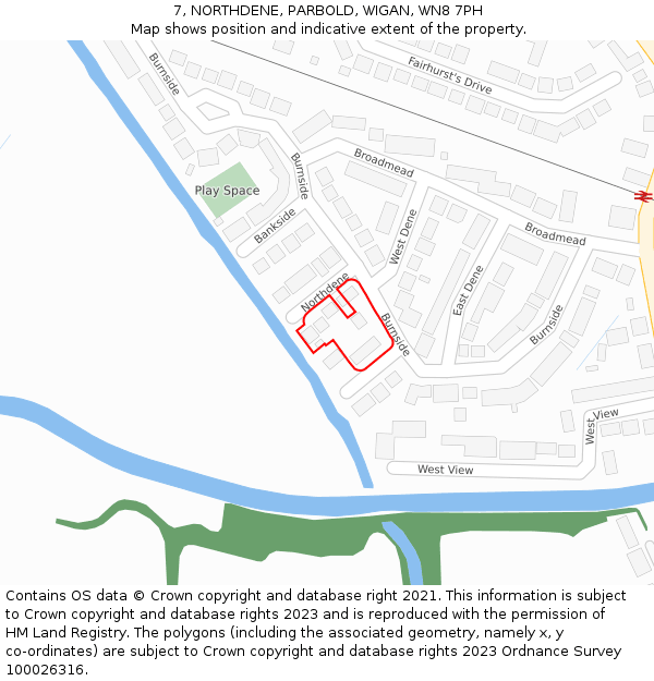 7, NORTHDENE, PARBOLD, WIGAN, WN8 7PH: Location map and indicative extent of plot