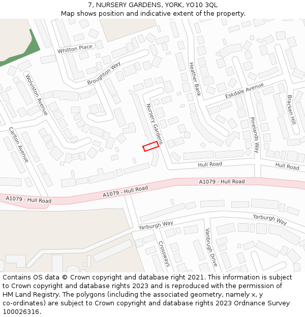 7, NURSERY GARDENS, YORK, YO10 3QL: Location map and indicative extent of plot