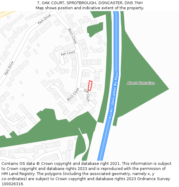 7, OAK COURT, SPROTBROUGH, DONCASTER, DN5 7NH: Location map and indicative extent of plot