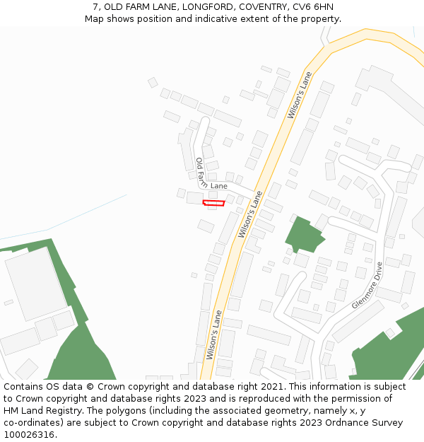 7, OLD FARM LANE, LONGFORD, COVENTRY, CV6 6HN: Location map and indicative extent of plot