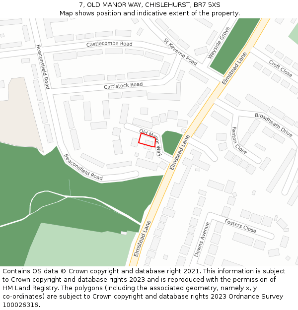 7, OLD MANOR WAY, CHISLEHURST, BR7 5XS: Location map and indicative extent of plot