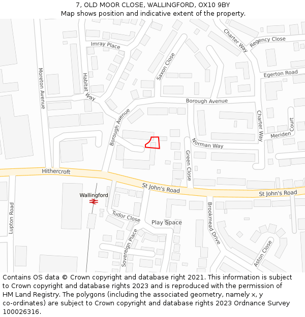 7, OLD MOOR CLOSE, WALLINGFORD, OX10 9BY: Location map and indicative extent of plot