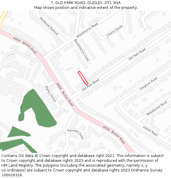 7, OLD PARK ROAD, DUDLEY, DY1 3NA: Location map and indicative extent of plot