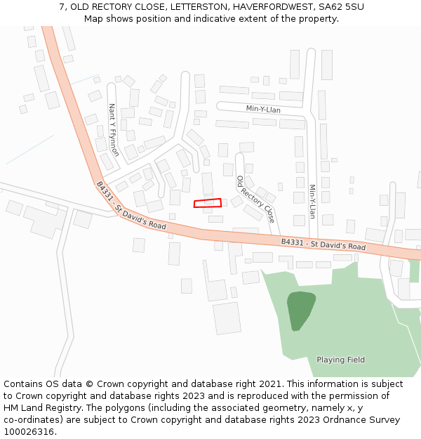 7, OLD RECTORY CLOSE, LETTERSTON, HAVERFORDWEST, SA62 5SU: Location map and indicative extent of plot