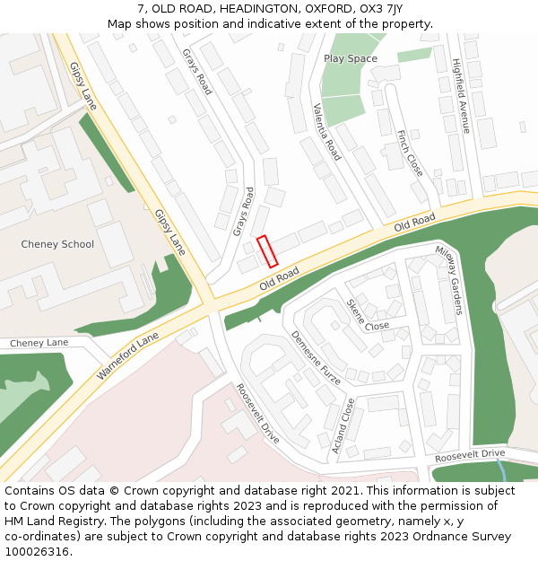 7, OLD ROAD, HEADINGTON, OXFORD, OX3 7JY: Location map and indicative extent of plot