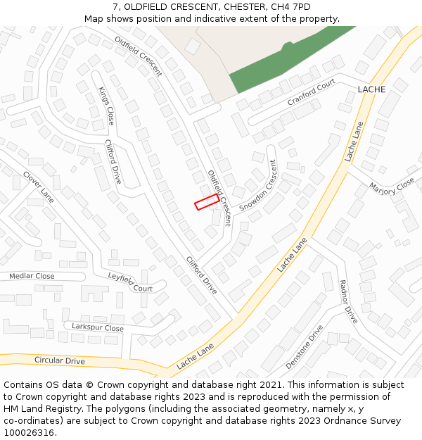 7, OLDFIELD CRESCENT, CHESTER, CH4 7PD: Location map and indicative extent of plot