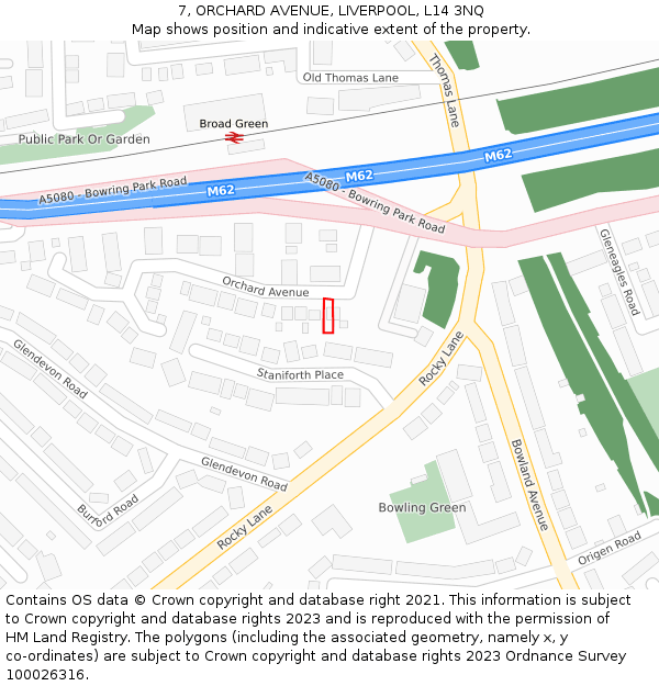 7, ORCHARD AVENUE, LIVERPOOL, L14 3NQ: Location map and indicative extent of plot