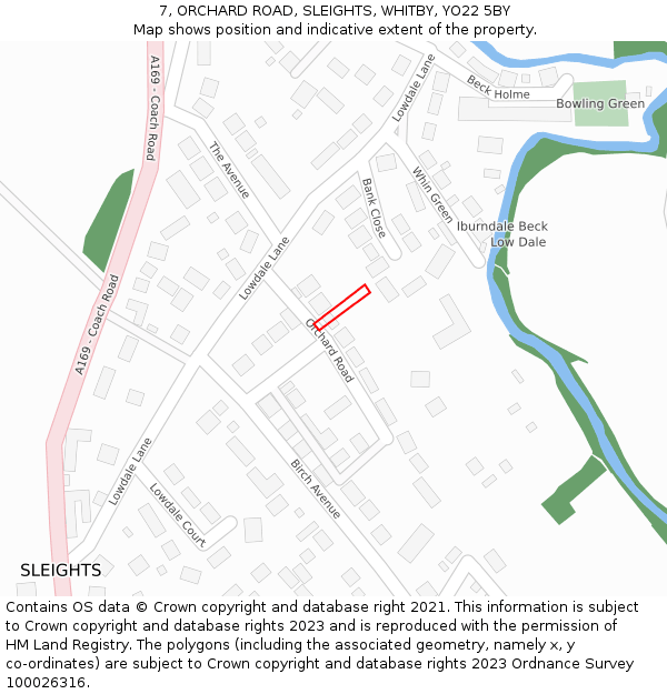 7, ORCHARD ROAD, SLEIGHTS, WHITBY, YO22 5BY: Location map and indicative extent of plot