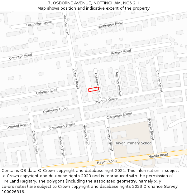 7, OSBORNE AVENUE, NOTTINGHAM, NG5 2HJ: Location map and indicative extent of plot