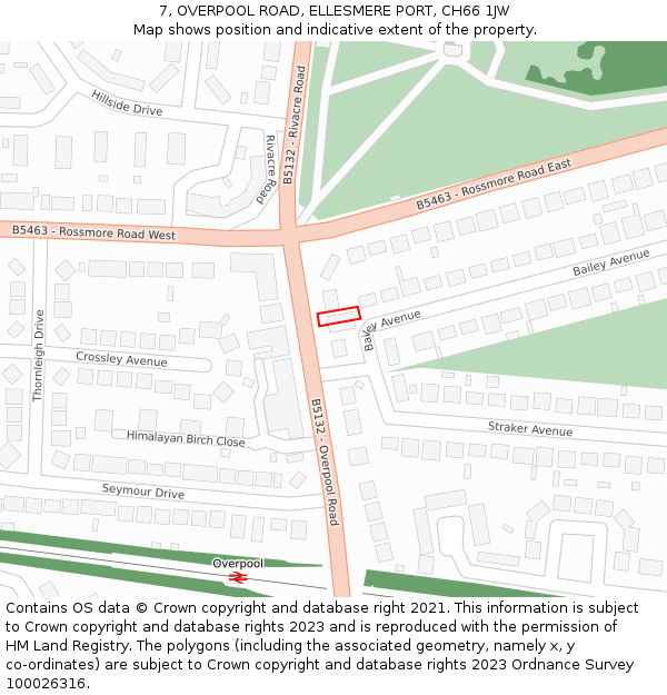 7, OVERPOOL ROAD, ELLESMERE PORT, CH66 1JW: Location map and indicative extent of plot