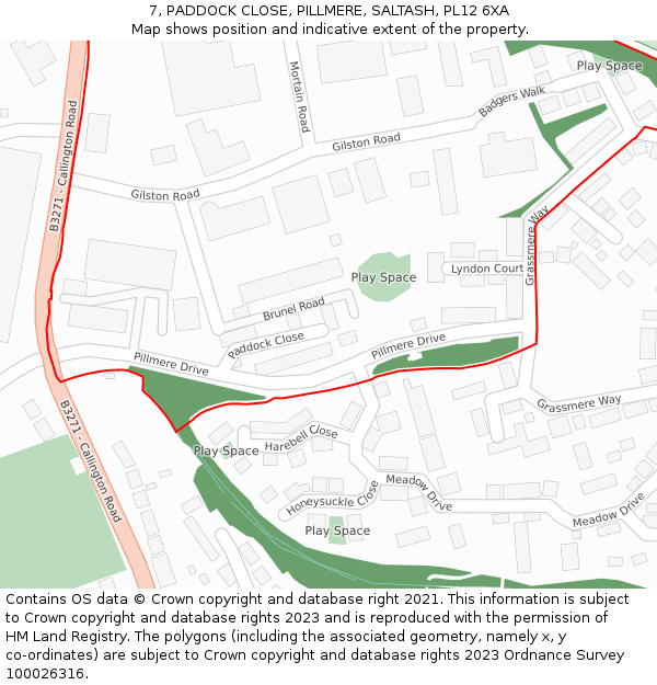7, PADDOCK CLOSE, PILLMERE, SALTASH, PL12 6XA: Location map and indicative extent of plot