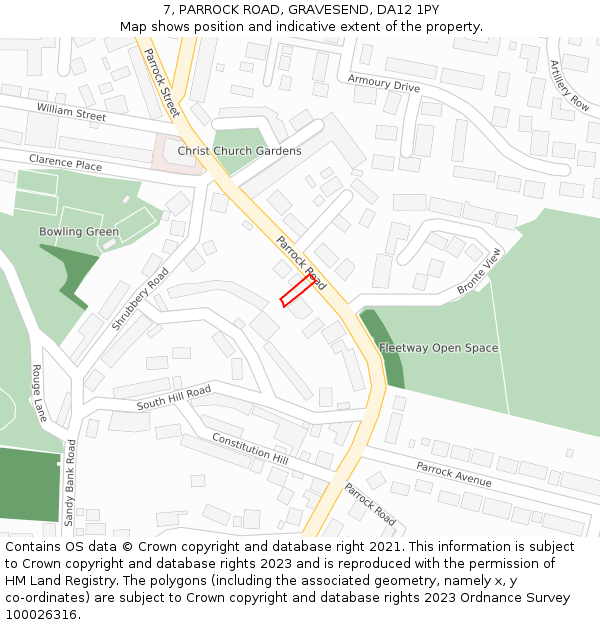 7, PARROCK ROAD, GRAVESEND, DA12 1PY: Location map and indicative extent of plot