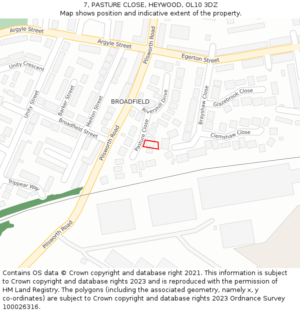 7, PASTURE CLOSE, HEYWOOD, OL10 3DZ: Location map and indicative extent of plot