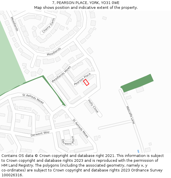 7, PEARSON PLACE, YORK, YO31 0WE: Location map and indicative extent of plot